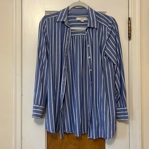 Loft Blue Striped Button Up. Women’s XS